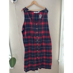 Two Twenty Women Cotton Plaid Sleeveless Midi Dress Size 2X Petite Mature Jumper